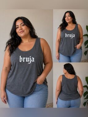 (A4) Bruja Graphic Tank Top - Charcoal XXL